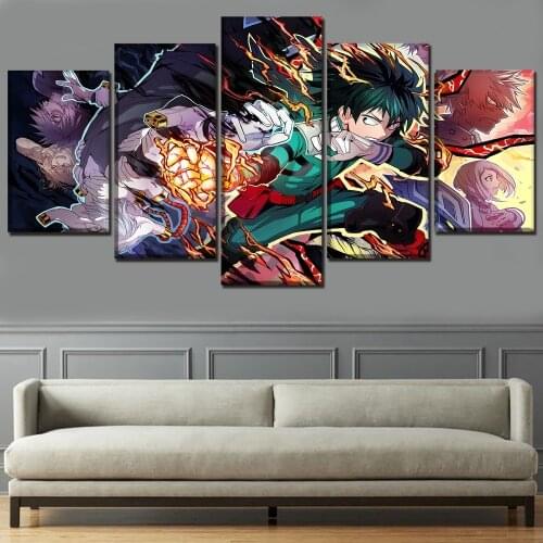 No Framed Canvas 5 Panel Anime Boku No My Hero Academia Posters Wall Art Pictures Paintings Home Decor Living Room Decoration