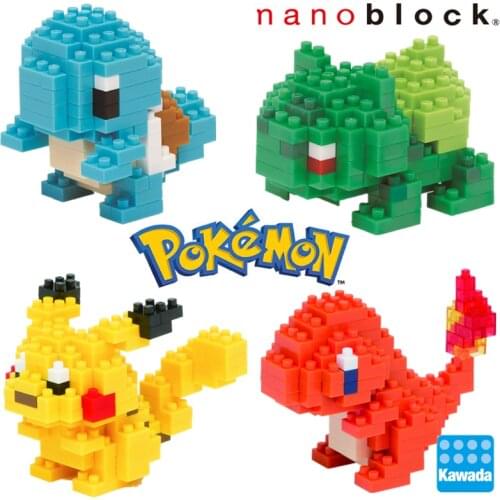 Kawada Nanoblock Pokemon Pikachu Anime Cartoon 3D Model Diamond mini micro Block Building Blocks Bricks Assembly Toys Games