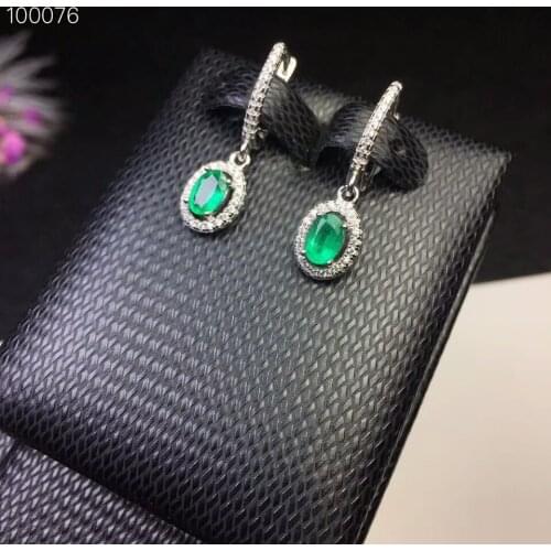 KJJEAXCMY fine jewelry 925 pure silver inlaid natural emerald Earrings support test