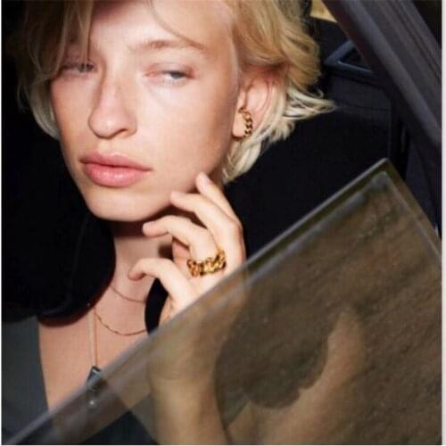 Resizable Chain Shaped Ring for Women and Man Gold Tone Finger Band Chic Punk Mechanical Links Jewelry Ornaments