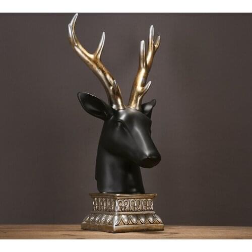 American style porch resin of sitting room study Golden antlers and elk heads for fortune Creative office home decor resin home