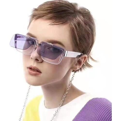 Square Flip Up Sunglasses Luxury Brand Candy Color Sun Glasses Women Men Eyewear Frames Double Lens Purple Glasses