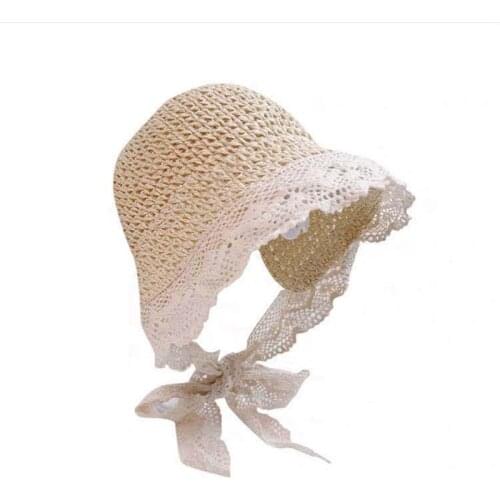 Fashion Lace Baby Hat Summer Straw Bonnet Beach Panama cap for baby pic