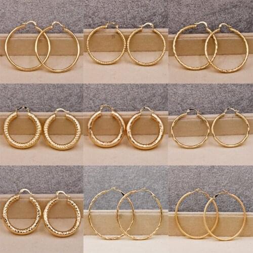 Trendy Fashion Round hip hop Rock eardrop Hoop Earrings for Women Gold Plated Circle Earrings Jewelry Accessories wedding Gif