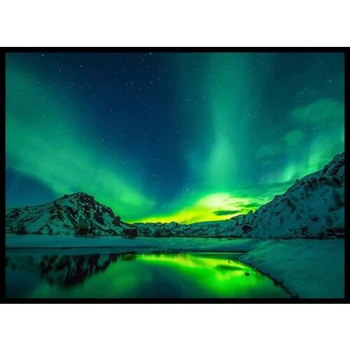 30x40 Diy Diamond Painting 5d for Home Decor , Living Room Decoration ，Aurora, Snow Mountain Lake Landscape Painting