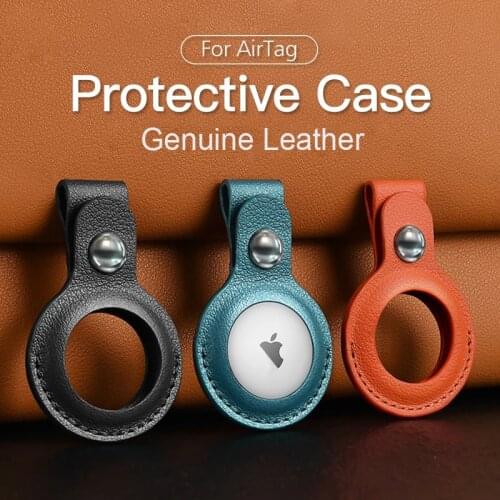 Original 1:1 Genuine Leather Case For AirTags protective Bag sleeve For Apple AirTags Locator Tracker Anti-lost Device Keychain