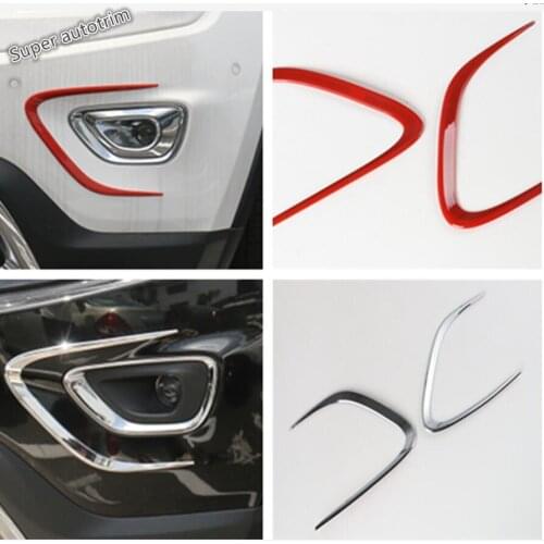 Lapetus Front Fog Lights Lamp Eyelid Eyebrow Strip Cover Trim ABS Fit For Jeep Grand Cherokee 2014 2015 2016 Red / Bright Look
