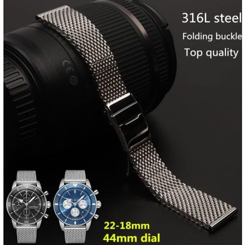 High quality watch band 316L stainless steel watchband for Breitling strap Wristband with folding buckle 22mm 24mm full silver