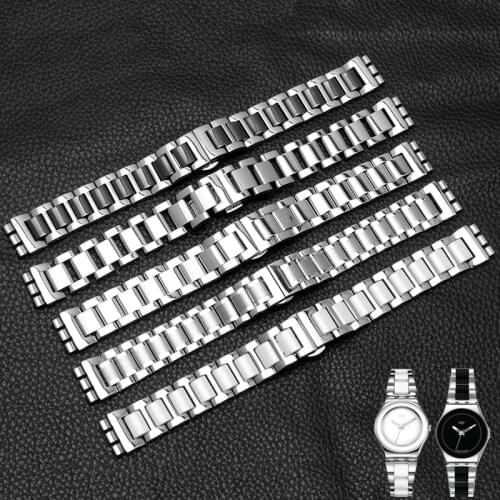 New 19 * 17mm Ceramic with Steel watchband for Swatch YLS141GC YLG128G LK292G Special end watch bands Straps Bracelet and Tool