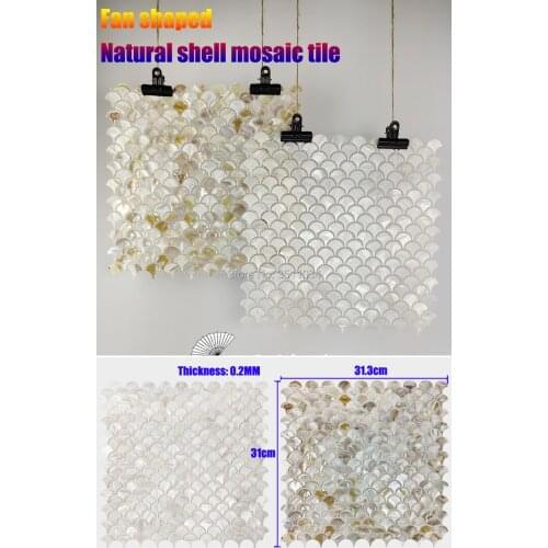 1box 11 pieces Creative Fan shape Natural white shell mosaic tile scale mother of pearl mosaic tile for home High-end decoration