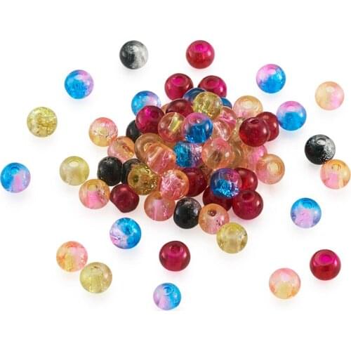4mm 6mm 8mm 10mm Mixed Crackle Glass Round Beads For Jewelry Making DIY Bracelet Necklace accessories Decorate F50