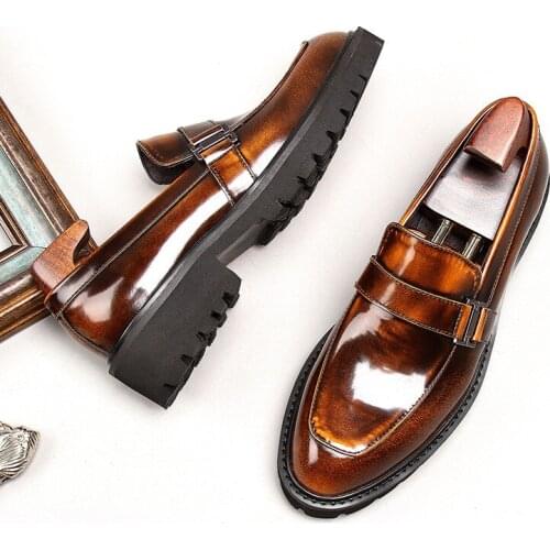 Genuine leather men brogue Business Wedding banquet shoes casual flats shoes vintage handmade oxford shoes for men Size 44