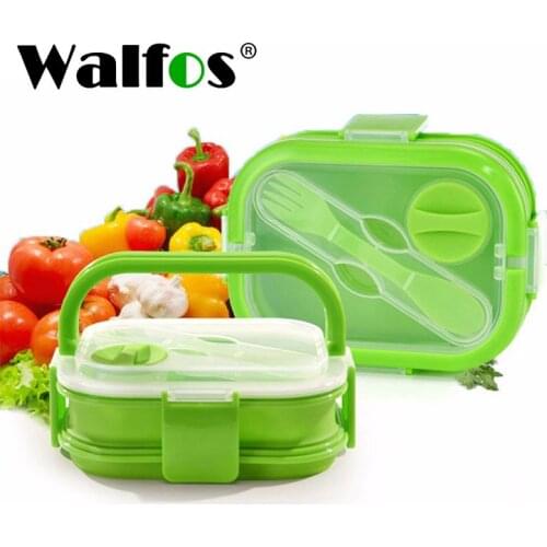 Walfos 2 Camadas De Silicone Colorido Lancheira Com Alça Silicone Bento Lancheira Portátil Silicone Lancheira Para Crianças