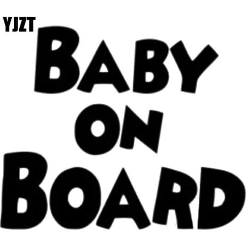 YJZT 16.8cm*13.9cm Baby On Board Interesting Text Of Vinyl Car Sticker Black / Silver C10-00018