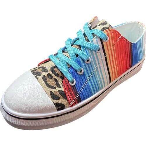 New single shoes women autumn and winter casual flat bottom tie dye matching leopard print large couple sports shoes