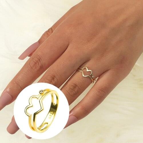 Fashion Trend Hollow Love Ring Simple Retro Personality Geometric Ring for Women Jewelry Gift for Friends