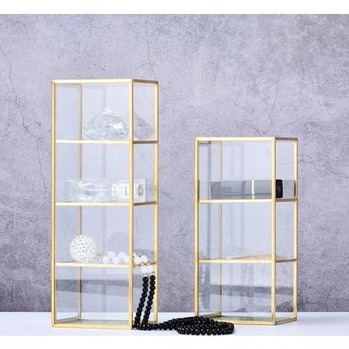 Gold Glass Makeup Brush Holder Storage Container Ring Earring Holder Clear Glass