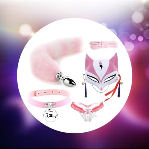 1Set Collar Chain Slave Ankle Handcuff Bondage Nipple Clips Butt Plug Whip Sex BDSM G-string Kit Adult Sex Toys for Women