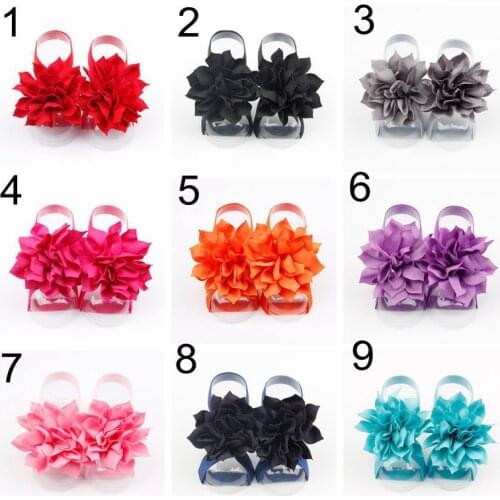 Yundfly 1 Pair Hot Baby GirlsFabric Lotus Flower Barefoot Sandals Newborn Handmade Foot Flower for Photography Props