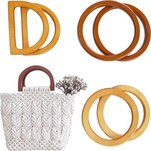 1 PC Woven Bag Wooden Handle Diy Handmade Bag Material Natural Color Wood Bamboo Ring Handle Bag Handle Accessories Bamboo Ring