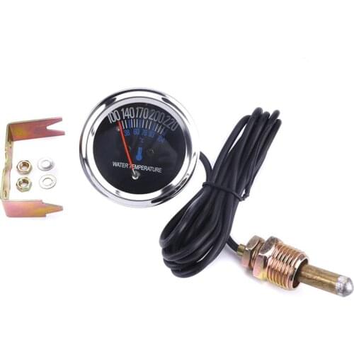 2" 52mm Water Temp Car Gauge 38~104 Celsius Temperature Mechanical Meter Black Dial Face Silver Bezel 12V Auto