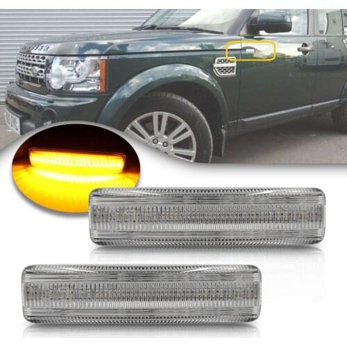 2pcs Clear Amber Car LED Side Marker Light For Land Rover Range Rover Sport Discovery LR3 LR4 Freelander LR2 Turn Signal Lamps