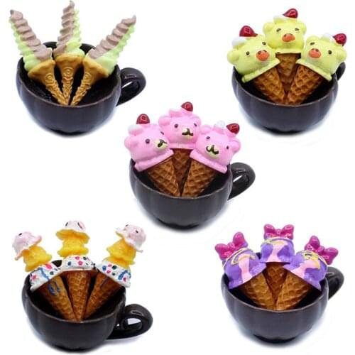 20pcs Colorful Resin Flatback Kawaii Mini Ice Cream Parts Craft Scrapbooking Cute Cabochon Embellishments For House Shell Toy