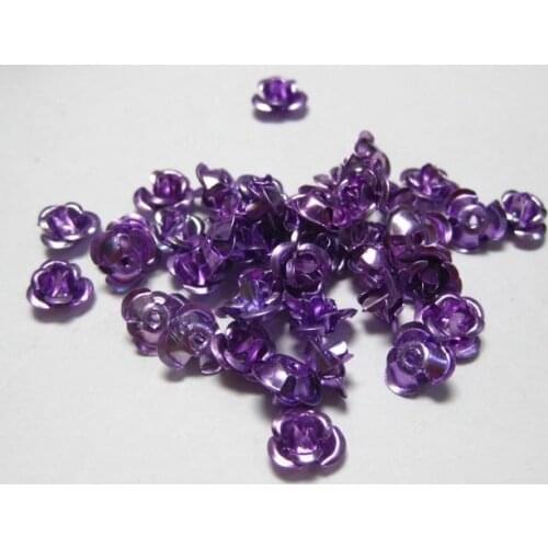 200 Purple Aluminum Metal Rose Flower Beads 8mm Finding