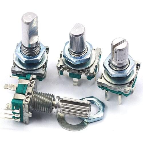 5PCS/LOT 20 Position 360 Degree Rotary Encoder EC11 w Push Button 5Pin Handle Long 15/20MM With A Built In Push Button Switch
