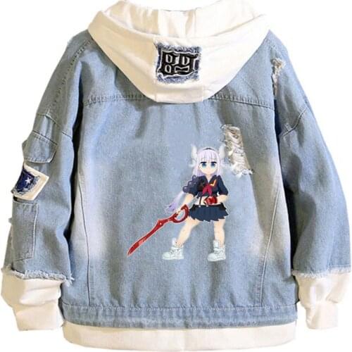 Anime Akame ga KILL! Coat Teens cowboy Cosplay Jacket Men Women Casual Denim Hooded Loose coat Cartoon Hooded