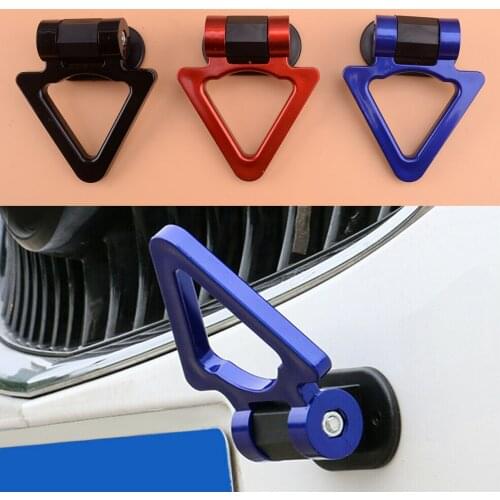 Car Exterior Triangle Track Racing Tow Towing Hook Look Decoration for Universal Vehicles Red/ Blue/ Black