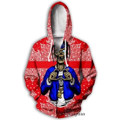 Blood Gang Bandana 3D Print Causal Clothing New Fashion Men/ Women Zipper Hoodies Plus size S-7XL harajuku man hoodies