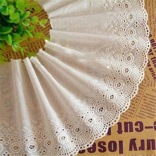 Free Shipping White National Trend 100% Cotton Cloth Embroidery Lace Trim Lace Fabric 15cm Width 5Yds/lot