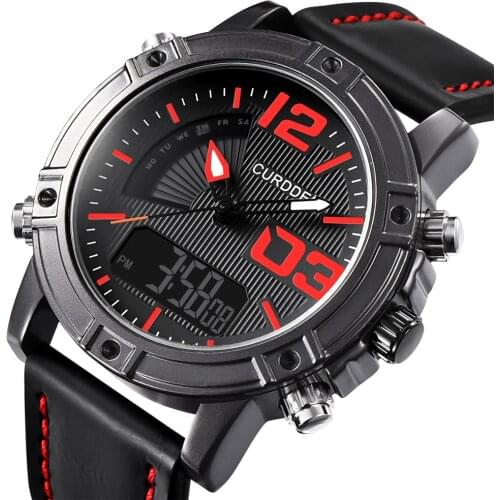 Brand CURDDEN Chronograph Business Quartz Digital Sport Watches Men Leather LED Military Army Waterproof Wristwatch Reloj Hombre