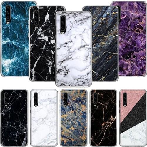 Black Marble Grain Simplicity Phone Case For Huawei P30 P40 P20 P10 Mate 20 10 30 Lite Pro P Smart Z Plus Printing Cover Coque S