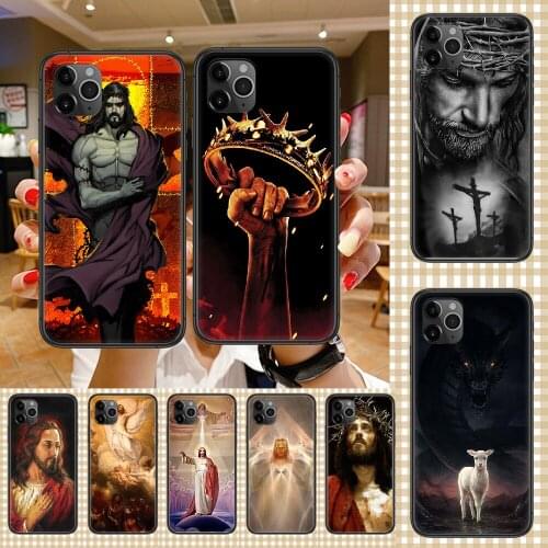 Jesus Christ God bless you Phone Case Cover Hull For iphone 5 5s se 2 6 6s 7 8 12 mini plus X XS XR 11 PRO MAX black 3D cover