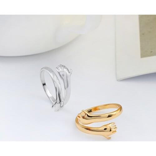 DCARZZ Love Hug Couples Ring Wedding Fashion Romantic Jewelry Women Men Open Rings Adjustable 2 Color for Valentines Day Gift