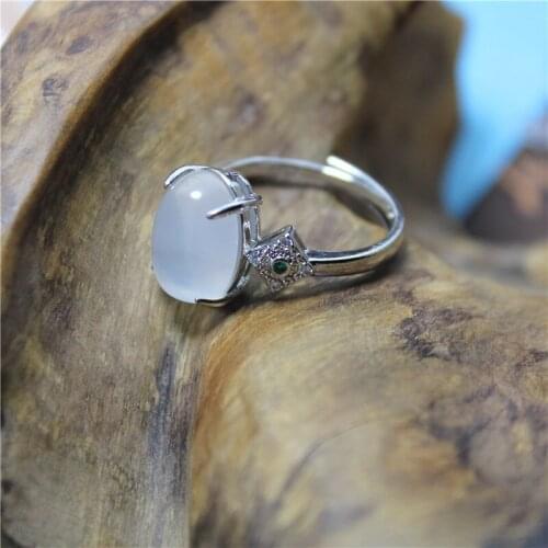 Liemjee White Agate Geometry Ring Fashion Personality Punk Party Jewelry For Women Feature Namour Charm Gift All Seasons