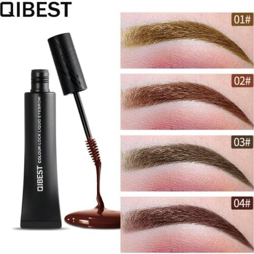 Qibest eyebrown cream with brush 6g waterproof long lasting liquid eyebrow tint dark coffee eyebrow tattoo pomade QB005