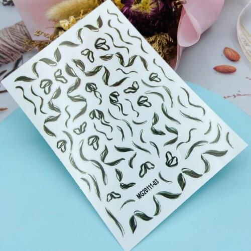 Fashion Hot Selling Thin Light Traceless Nail Stickers Black& White Ribbons Dry Nail Decals Nail Art Back Glue Adhesive Manicure