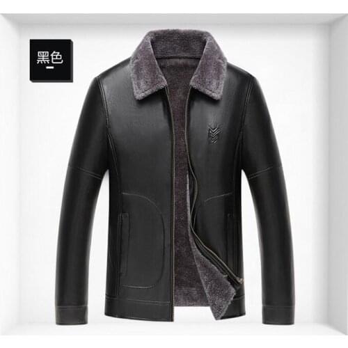 Black brown mens leather jacket autumn winter plus velvet motorcycle faux leather coat men jackets middle-aged pu clothes