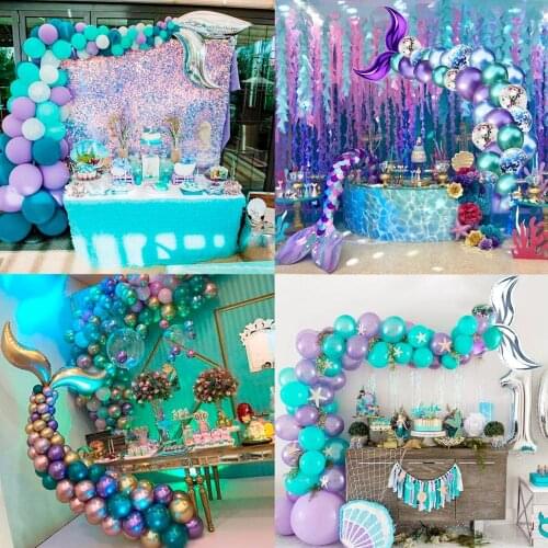 Huiran Mermaid Tail Balloon Garland Set Little Mermaid Party Decorations Supplies Wedding Dec Mermaid Birthday Party Favors Kids