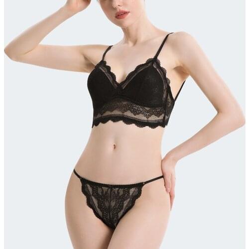 Blast U-back Underwear Sexy Lace Steel Ring Thin Bra French Triangle Cup Bra Set Summer underwear women set