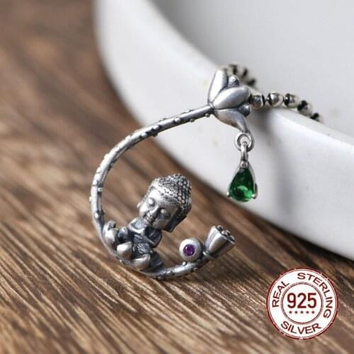 NEW 100% real S925 pure silver accessories vintage Buddhist pendant for women lotus baby Buddha silver pendant Jewelry Free Ship