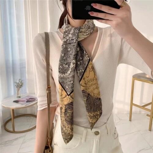 2021 New Silk Scarves Women Foulard 90*90cm Square head scarf Ladies Shawl wrap muffler pareo Bandanna female twill hijab poncho