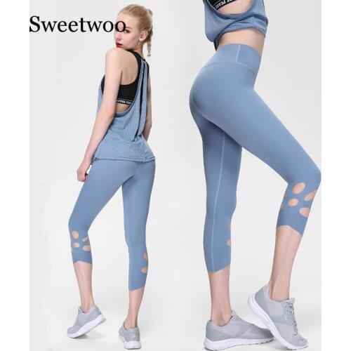 2019 New Summer Woman Seven-point Yoga Pants High Waist Hip Running Fitness Trouser Non-See-Through Yoga Pants
