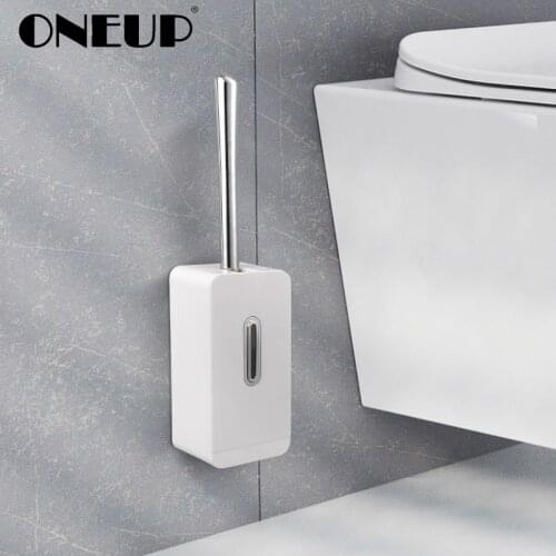 ONEUP Creative Environmental Modern Toilet Brush Long Handle Nailless Wall-mounted Bathroom Set Cleaning Nail-free Storage Box