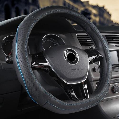 Steering Wheel Cover D/Round Shape Ring Genuine leather 38CM for ford focus 2 For Volkswagen POLO Sagitar Suzuki Swift Peugeot