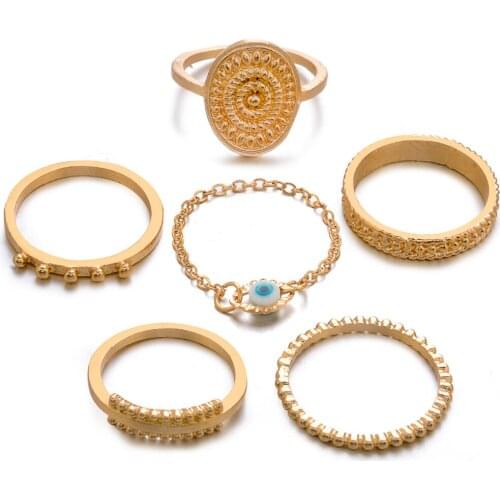 High Quality Fashion Women Engraved Pattern Chain 6 - Piece Set Of Knuckle Rings Cheap Price