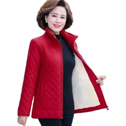 Winter Parka Coat Women Jacket Autumn Plus Velvet Cotton Padded Overcoat Casual Short Middle Aged Female Parkas Plus Size 5XL